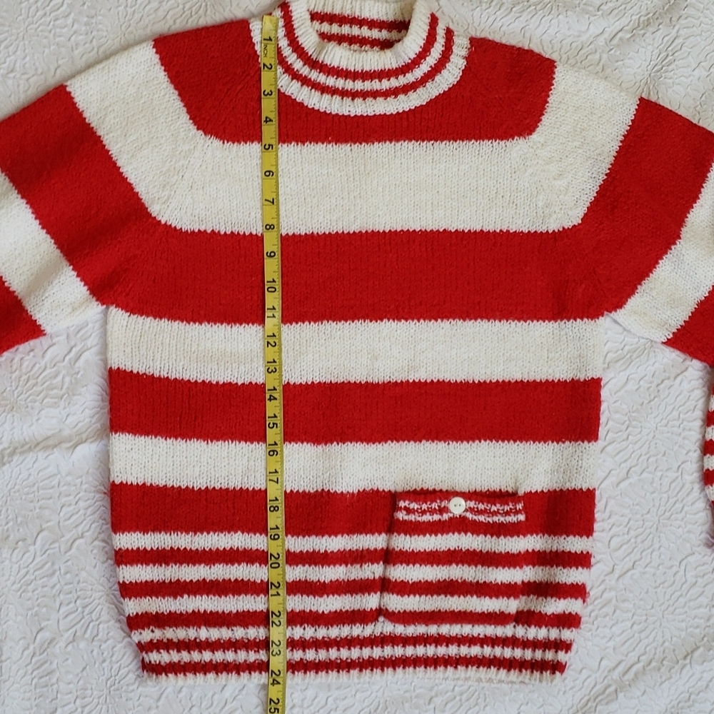 Vintage, Her's a Hug Red & White Stripe "Candy Cane" Christmas Sweater Size M - Picture 11 of 16